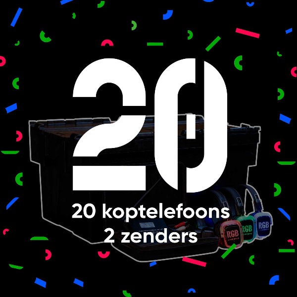 20 koptelefoons + 2 zenders 20 koptelefoons + 2 zenders