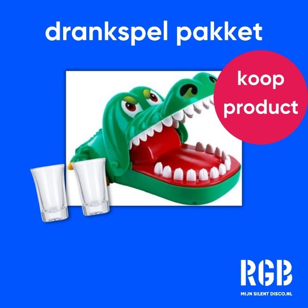 🥃 Borrelspel-pakket: krokodillenspel + 5 shot glazen | 🛒 koop product