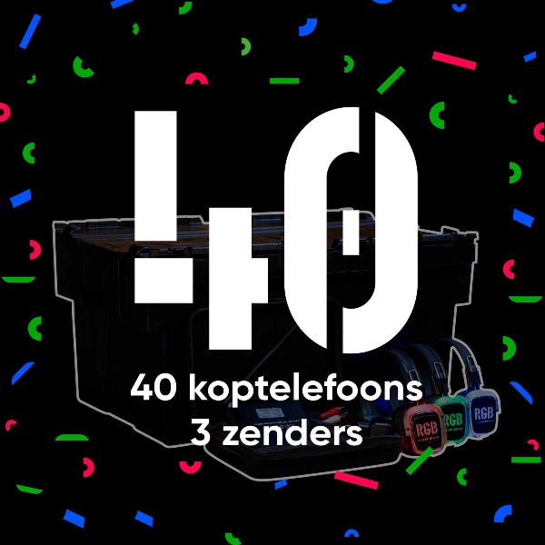 40 koptelefoons + 2 zenders 40 koptelefoons + 2 zenders
