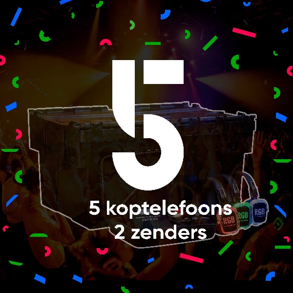 5 koptelefoons + 2 zenders 5 koptelefoons + 2 zenders