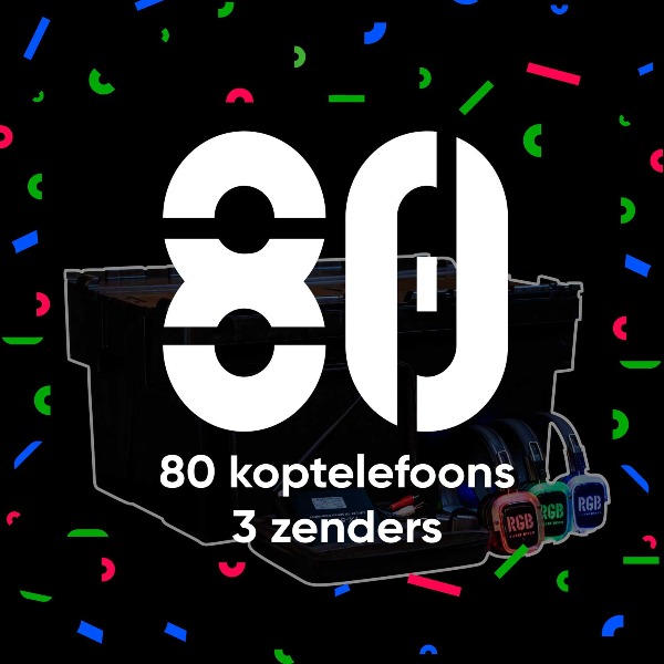 80 koptelefoons + 3 zenders 80 koptelefoons + 3 zenders