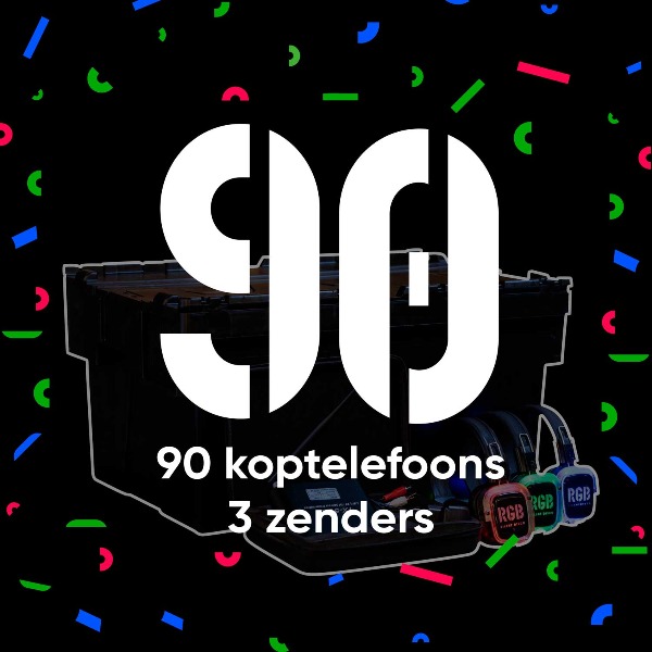 90 koptelefoons + 3 zenders 90 koptelefoons + 3 zenders
